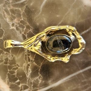 New Black Rutile Gold Plated Pendant.